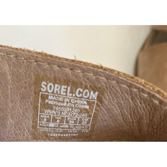 Sorel Joanie ll Lace Webbing Ash Brown Open Toe Cut Out Wedge Heel Sandal 8 - Picture 6 of 7